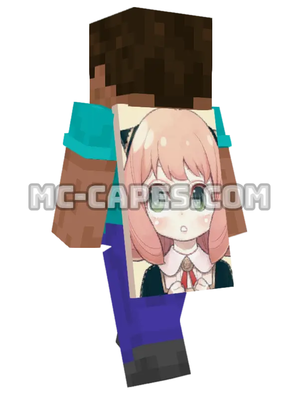 Anya Forger Minecraft cape worn on a player, seen from behind