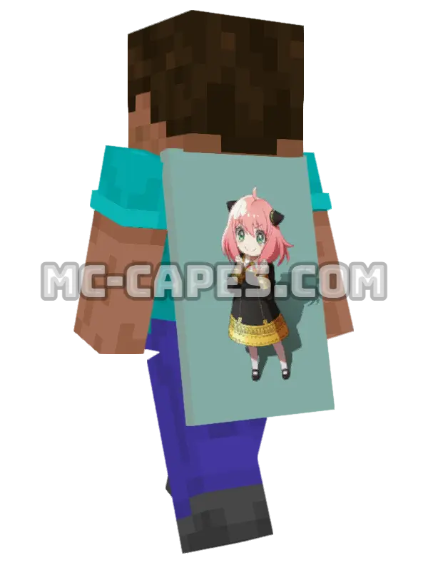 Anya Forger School Uniform Minecraft cape worn on a player, seen from behind