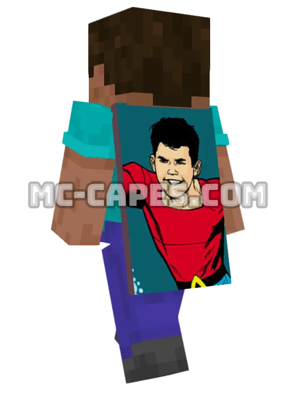 Aqualad Minecraft cape worn on a player, seen from behind
