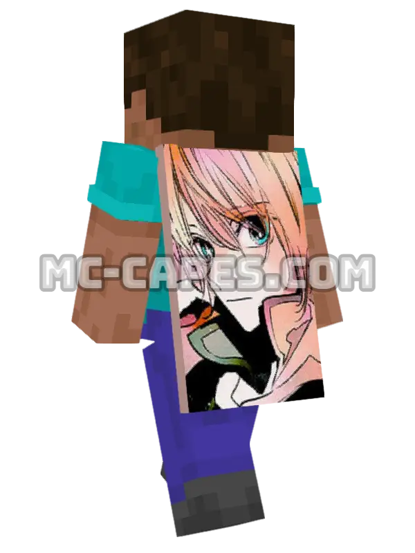 Aquamarine Hoshino Minecraft cape worn on a player, seen from behind