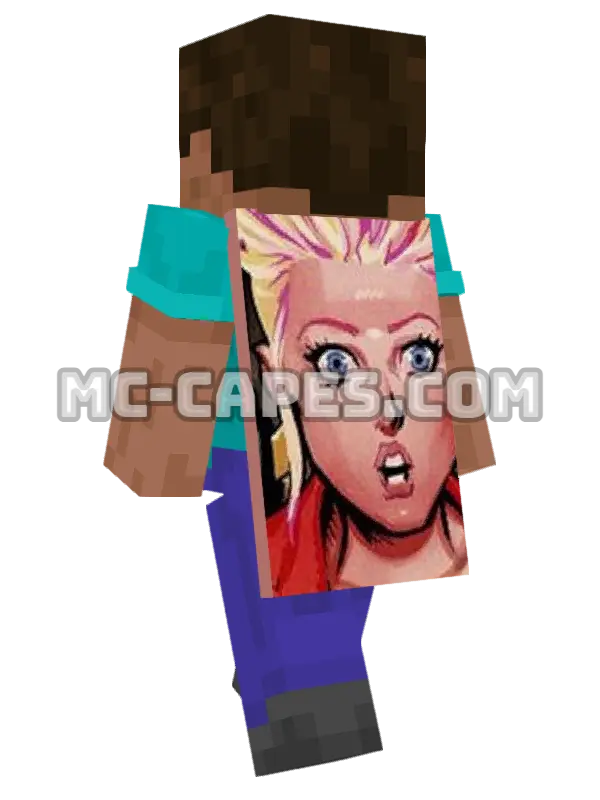 Ariel Minecraft cape worn on a player, seen from behind