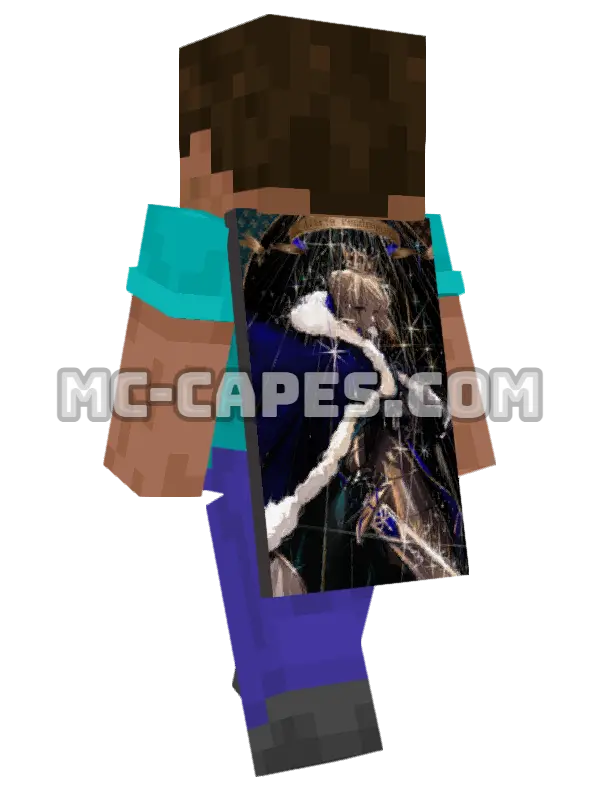Artoria Pendragon Armor Minecraft cape worn on a player, seen from behind