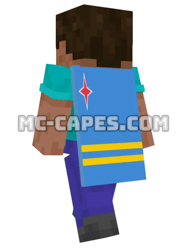 Aruba Flag Minecraft cape worn on a player, seen from behind