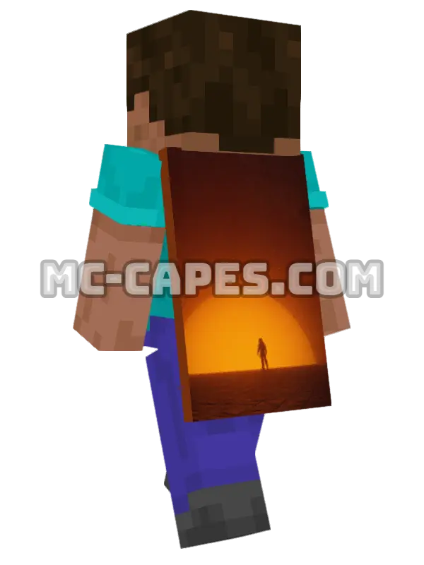 Astronaut and Moon Minecraft cape worn on a player, seen from behind