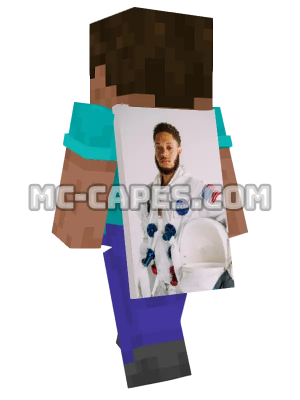 Astronaut Holding Helmet Minecraft cape worn on a player, seen from behind