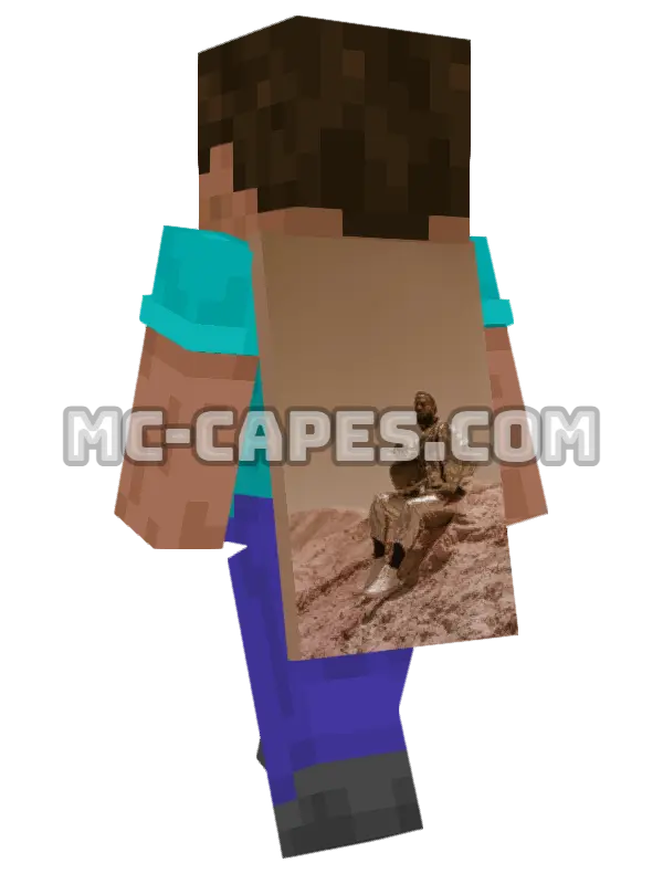 Astronaut on Rocks Minecraft cape worn on a player, seen from behind