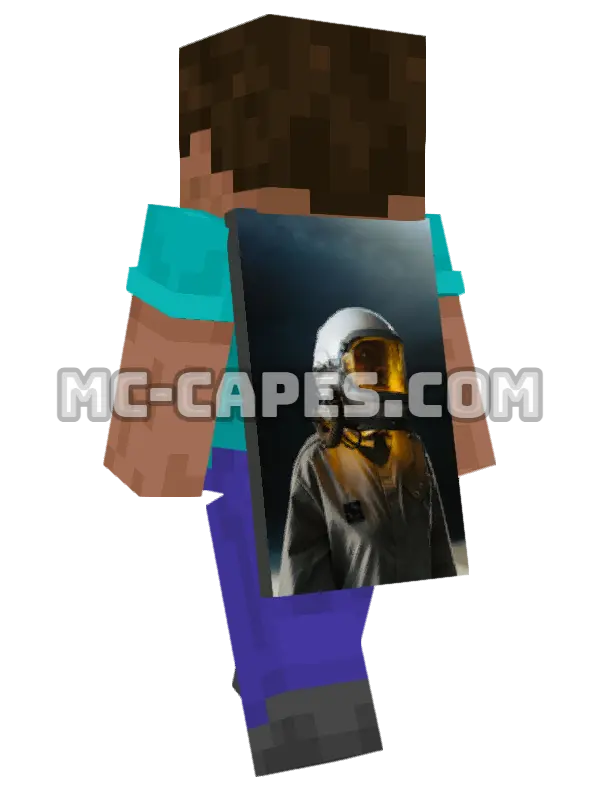 Astronaut Orange Light Minecraft cape worn on a player, seen from behind