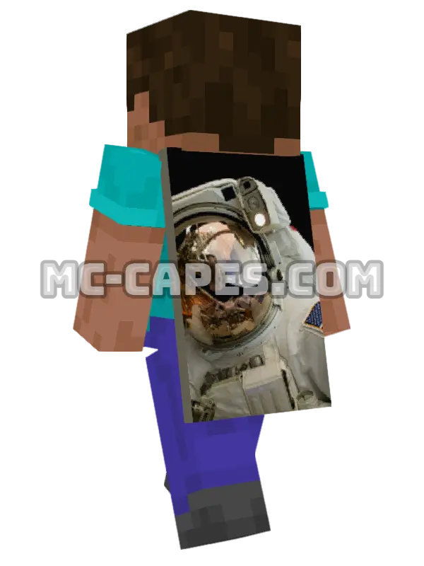 Astronaut Reflection Minecraft cape worn on a player, seen from behind