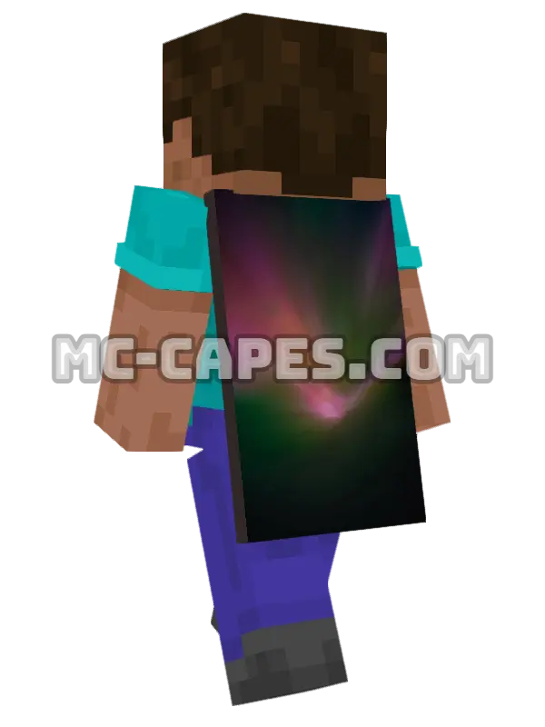 Aurora Sky Minecraft cape worn on a player, seen from behind