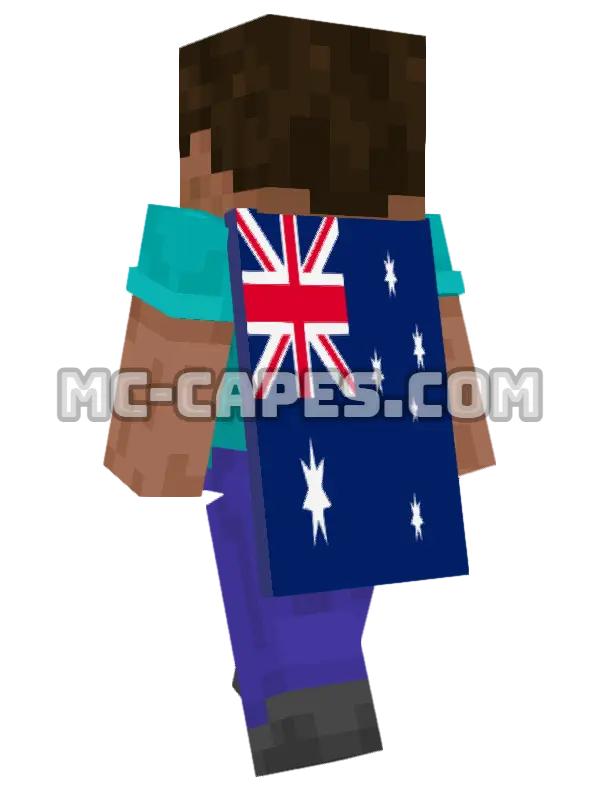 Australia Flag Minecraft cape worn on a player, seen from behind