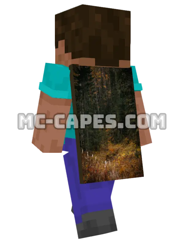 Autumn Foliage Minecraft cape worn on a player, seen from behind