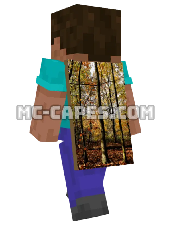 Autumn Forest Foliage Minecraft cape worn on a player, seen from behind