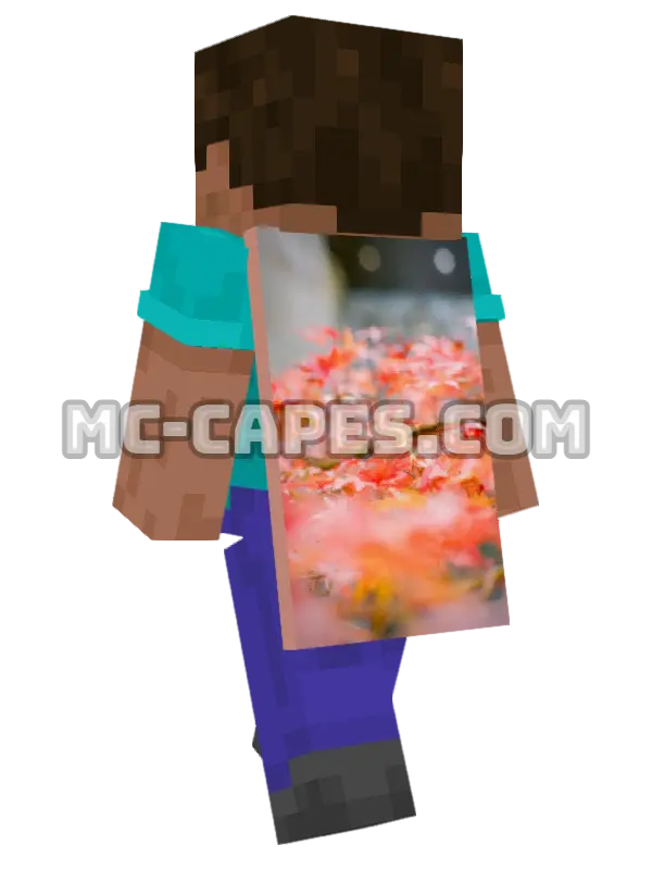 Autumn Maple Leaves Minecraft cape worn on a player, seen from behind