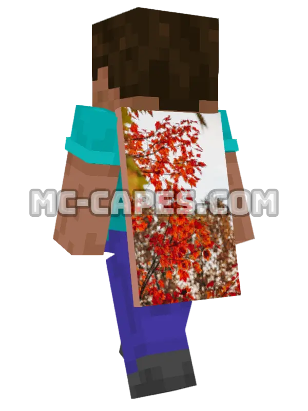 Autumn Maple Leaves Minecraft cape worn on a player, seen from behind