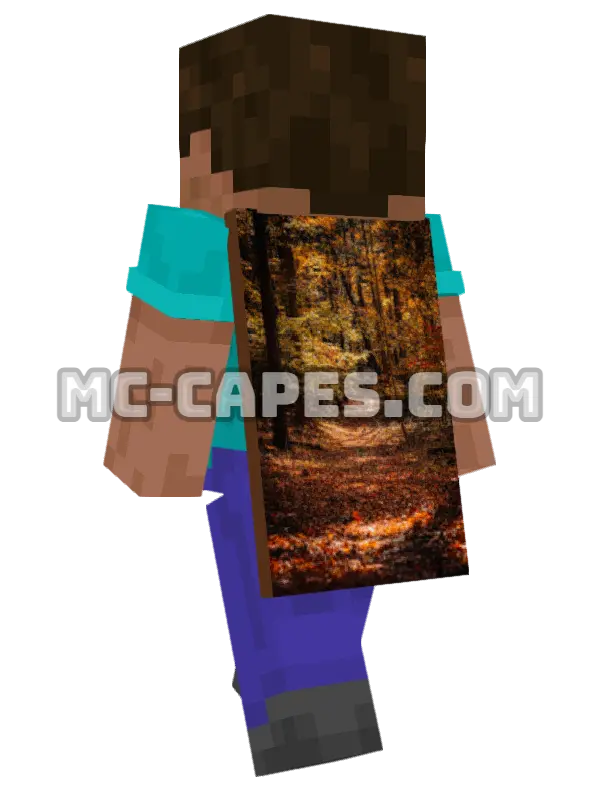 Autumn Trees Minecraft cape worn on a player, seen from behind