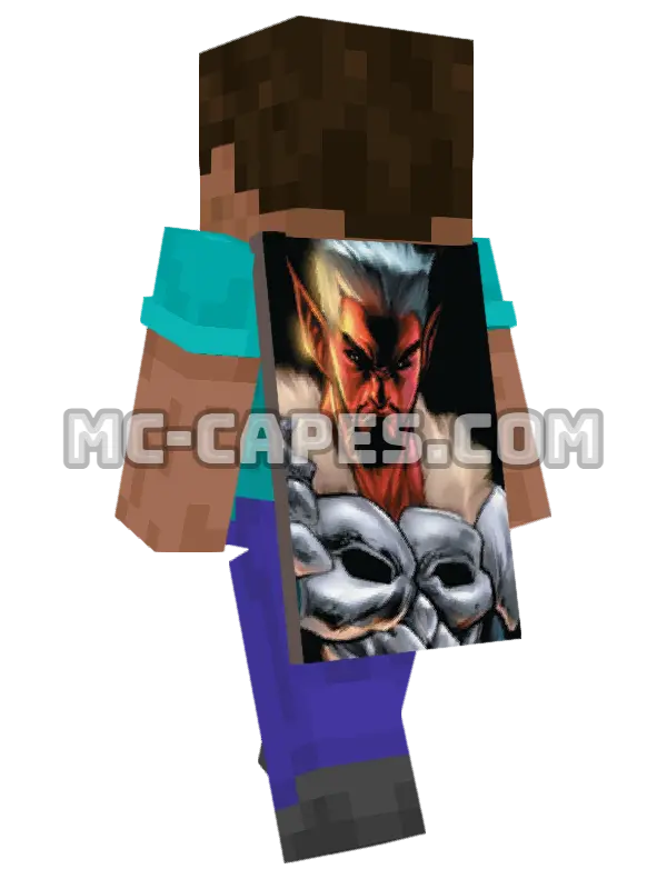 Azazel Minecraft cape worn on a player, seen from behind