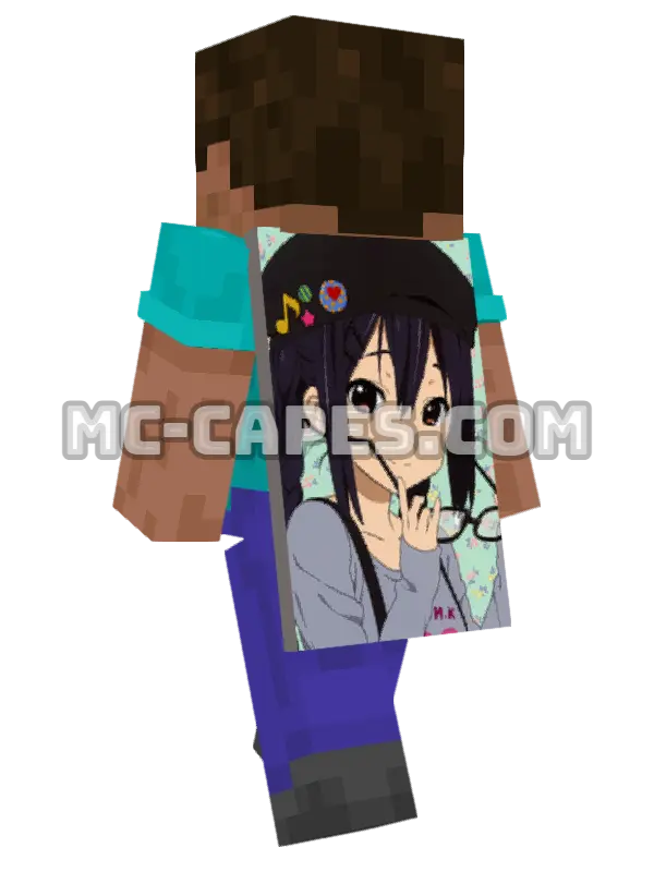 Azusa Nakano Minecraft cape worn on a player, seen from behind