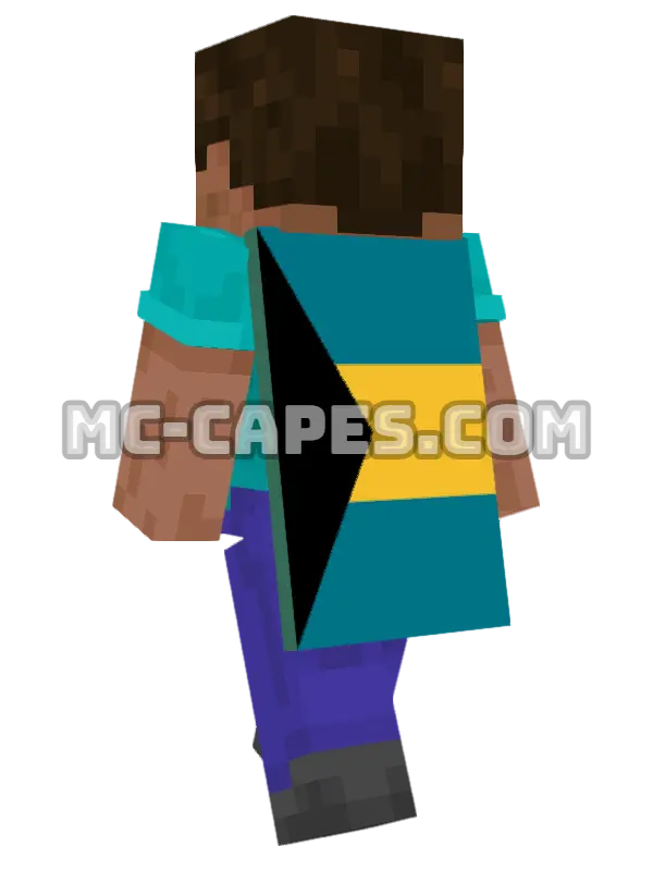 Bahamas Flag Minecraft cape worn on a player, seen from behind