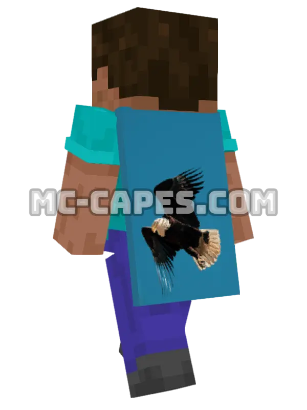 Bald Eagle Minecraft cape worn on a player, seen from behind