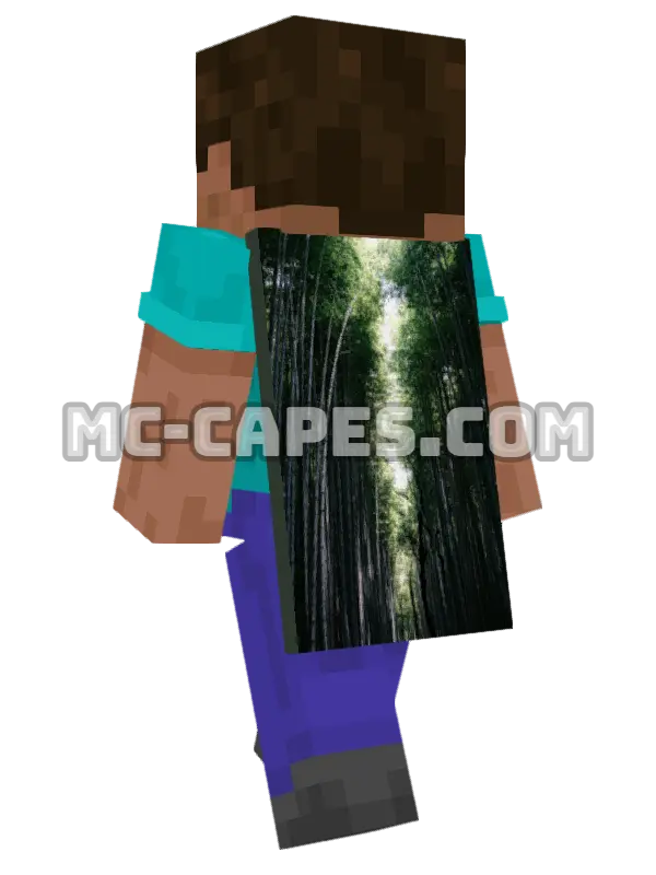 Bamboo Forest Minecraft cape worn on a player, seen from behind