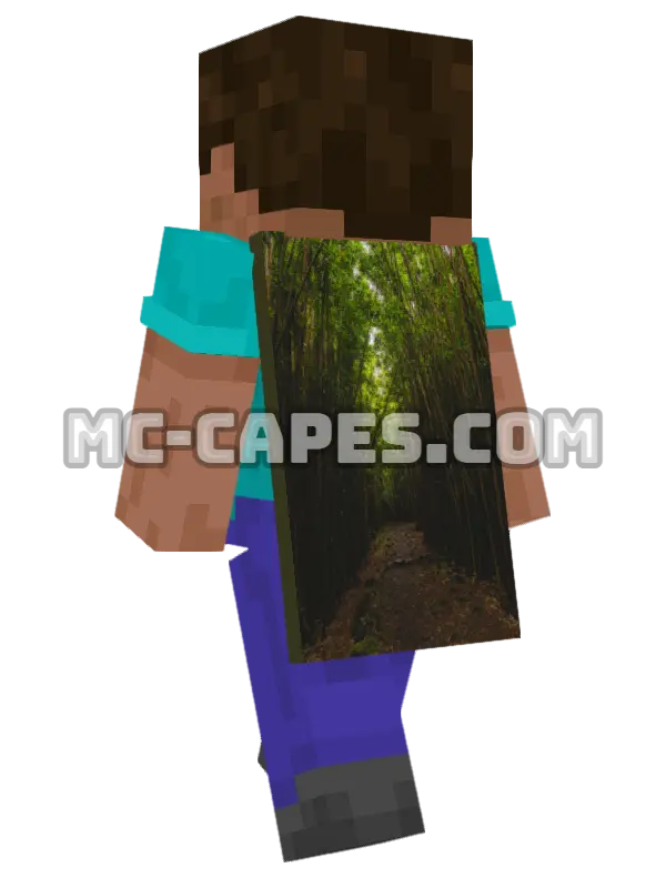 Bamboo Forest Minecraft cape worn on a player, seen from behind