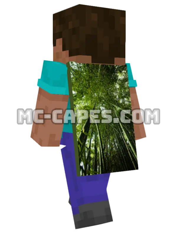 Bamboo Forest Minecraft cape worn on a player, seen from behind