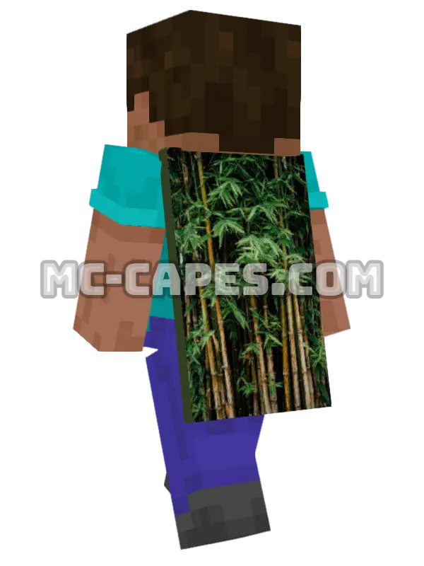 Bamboo Forest Minecraft cape worn on a player, seen from behind