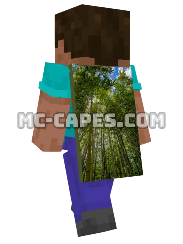 Bamboo Grove Minecraft cape worn on a player, seen from behind