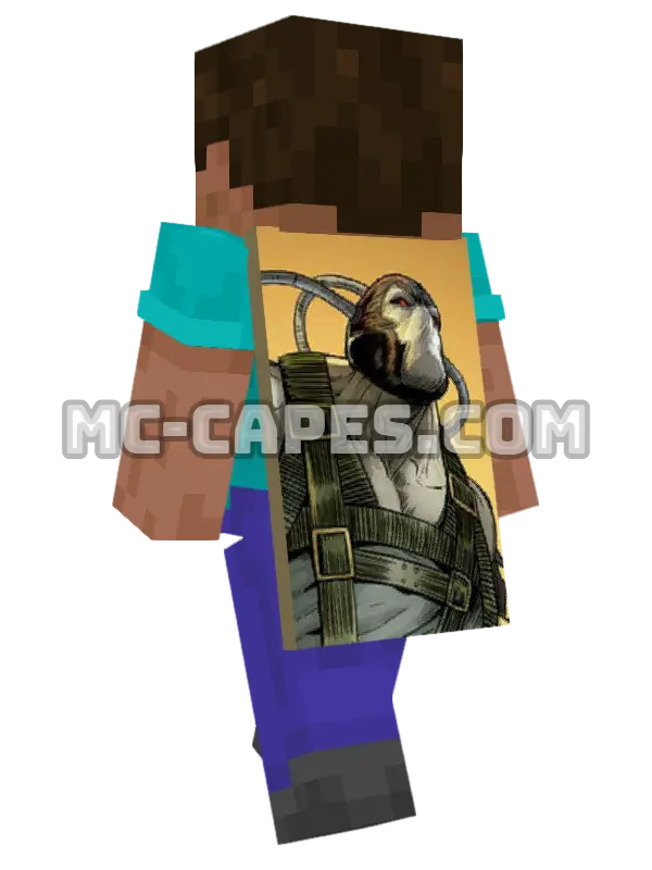 Bane Minecraft cape worn on a player, seen from behind
