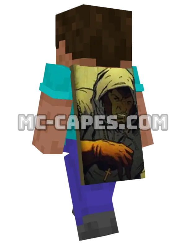 Bantam Minecraft cape worn on a player, seen from behind