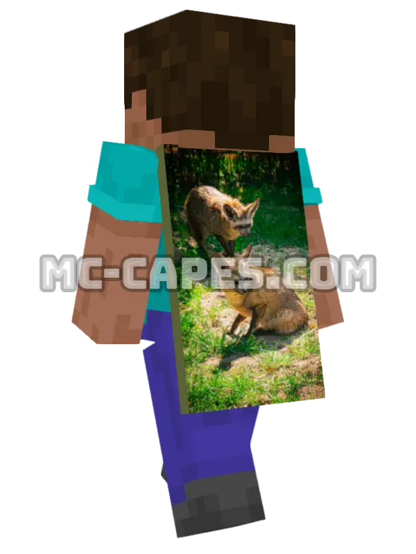 Bat-Eared Foxes Minecraft cape worn on a player, seen from behind