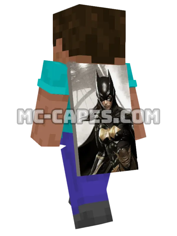 Batgirl Minecraft cape worn on a player, seen from behind