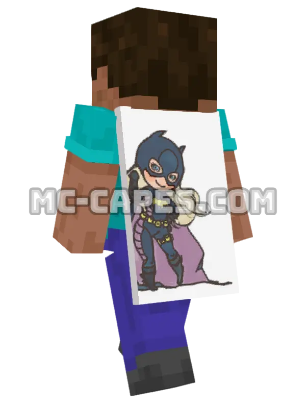 Batgirl Chibi Minecraft cape worn on a player, seen from behind