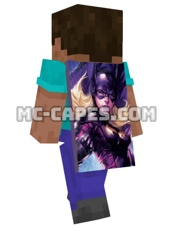 Batgirl VI Minecraft cape worn on a player, seen from behind