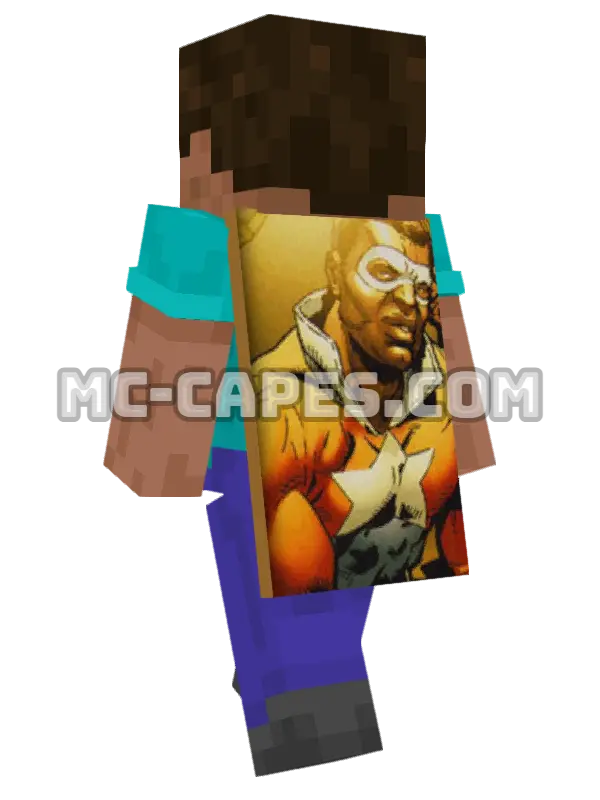 Battlestar Minecraft cape worn on a player, seen from behind