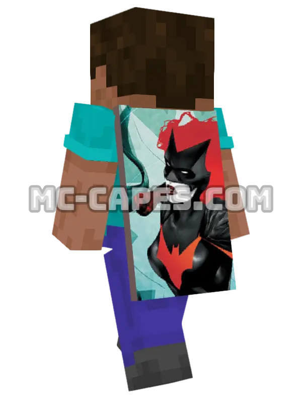 Batwoman V Minecraft cape worn on a player, seen from behind