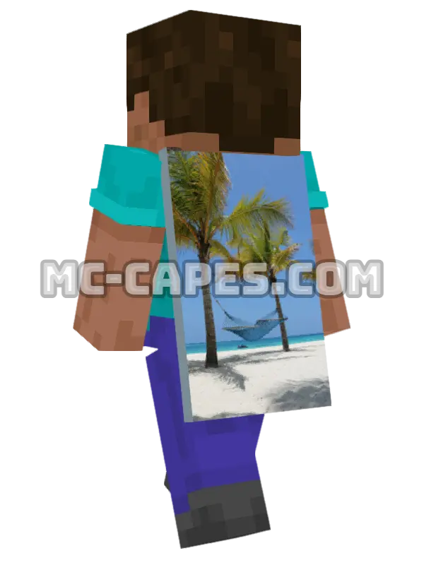 Beach Hammock Minecraft cape worn on a player, seen from behind