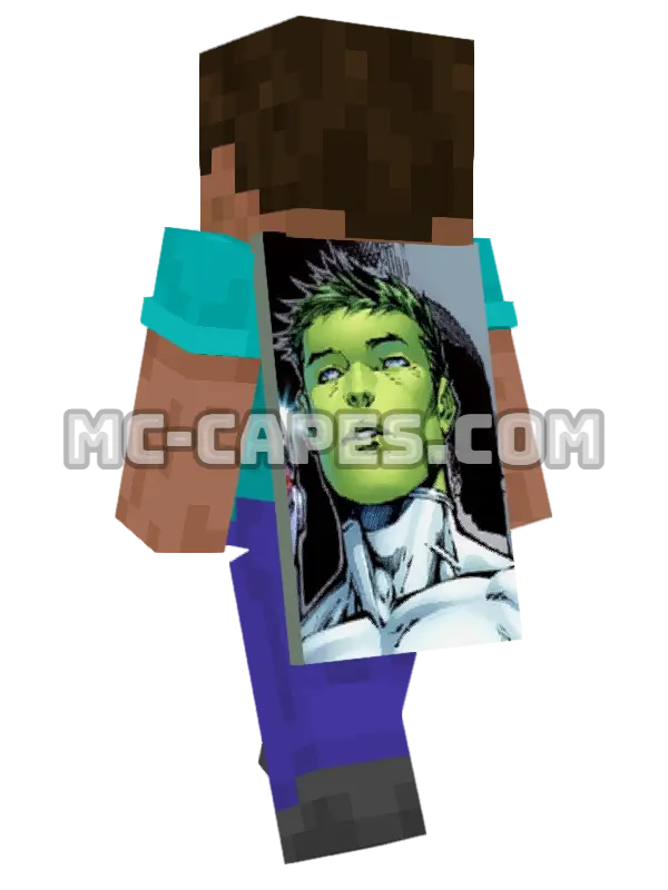 Beast Boy Minecraft cape worn on a player, seen from behind