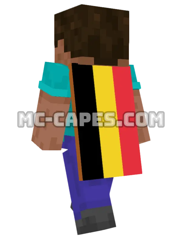 Belgium Flag Minecraft cape worn on a player, seen from behind