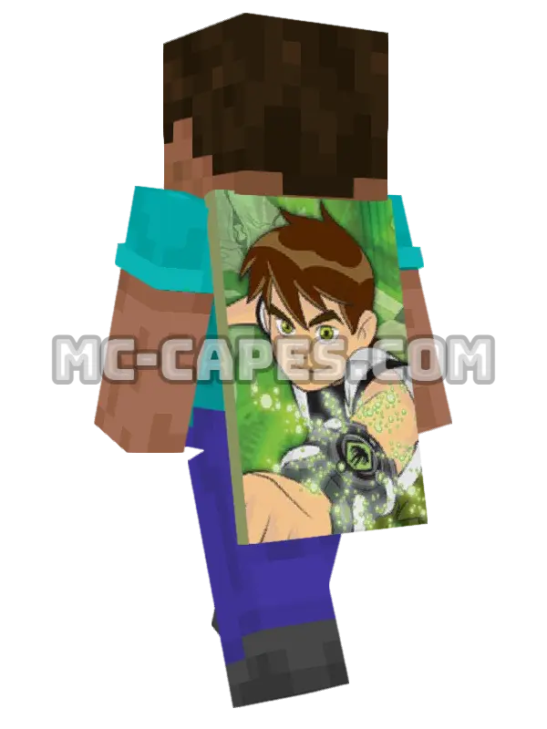 Ben 10 Minecraft cape worn on a player, seen from behind