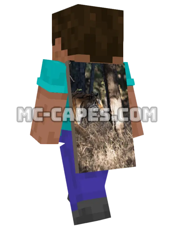 Bengal Tiger Minecraft cape worn on a player, seen from behind
