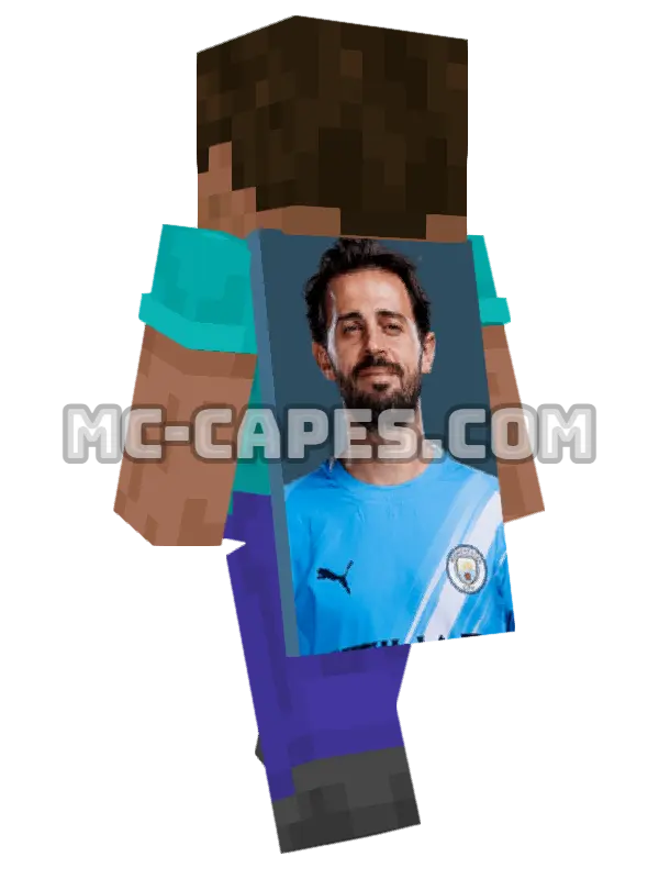 Bernardo Silva Minecraft cape worn on a player, seen from behind