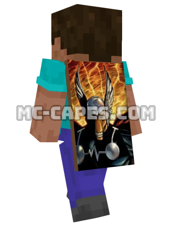 Beta Ray Bill Minecraft cape worn on a player, seen from behind