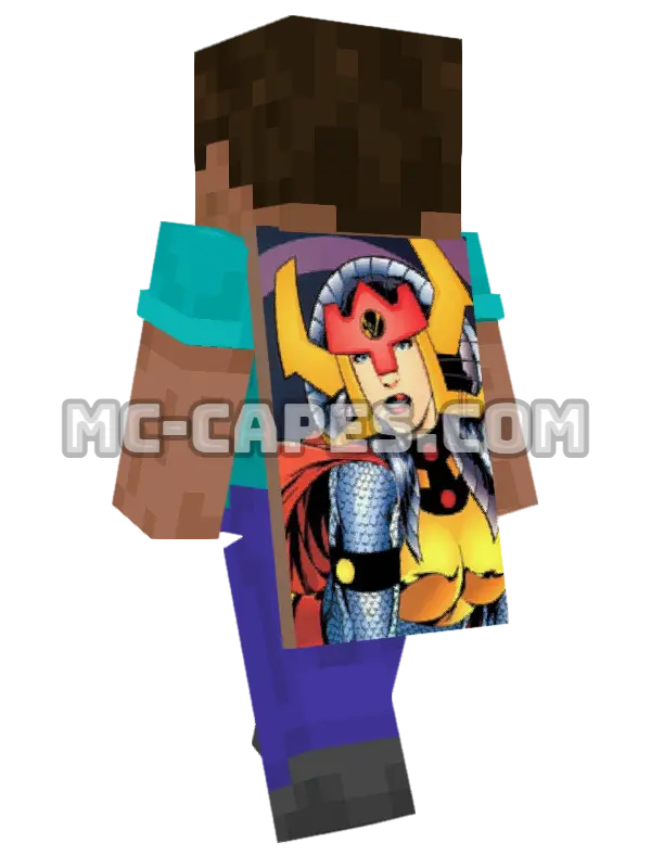 Big Barda Minecraft cape worn on a player, seen from behind