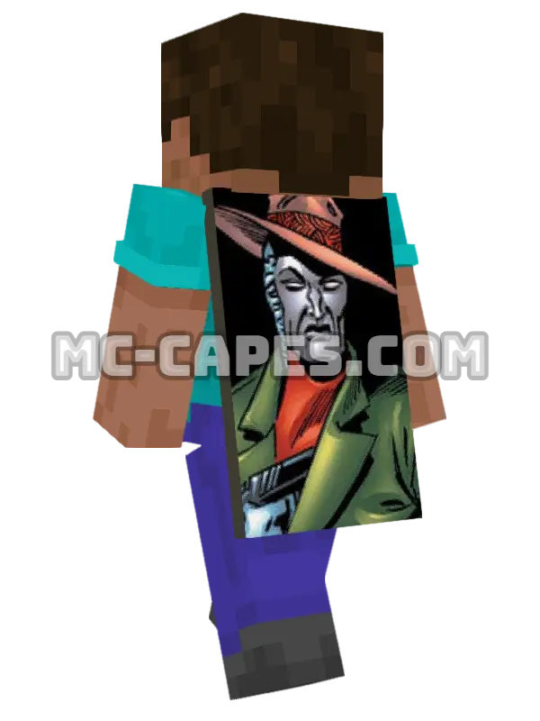 Big Man Minecraft cape worn on a player, seen from behind