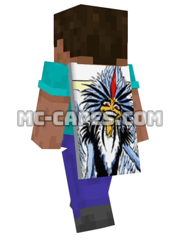 Bird-Brain Minecraft cape worn on a player, seen from behind