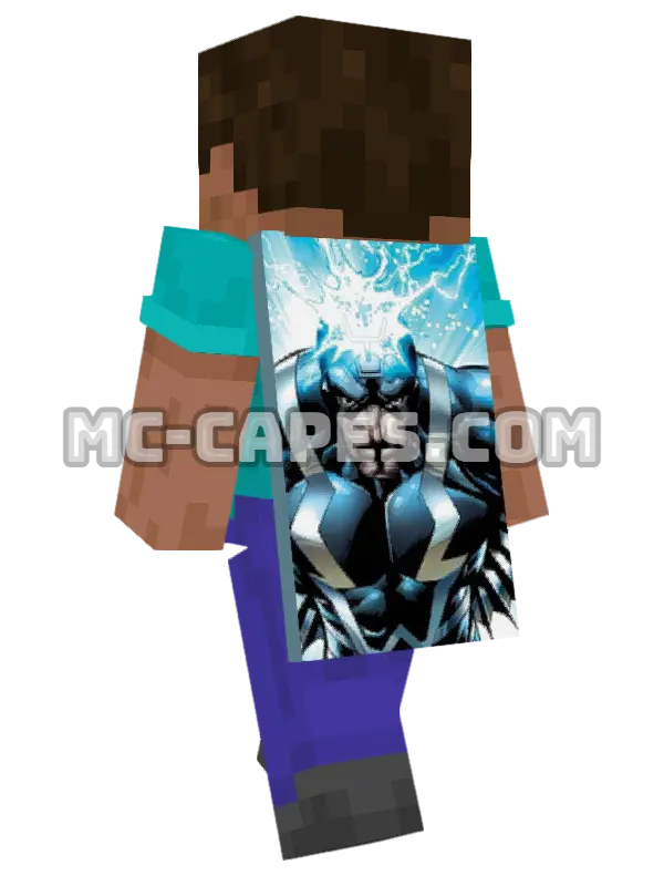 Black Bolt Minecraft cape worn on a player, seen from behind