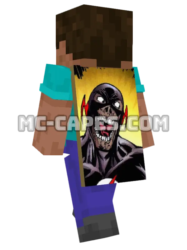 Black Flash Minecraft cape worn on a player, seen from behind