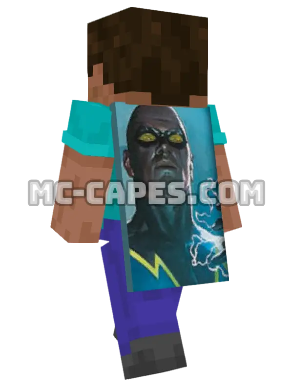 Black Lightning Minecraft cape worn on a player, seen from behind
