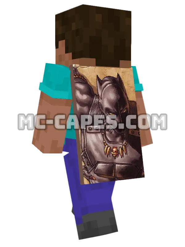 Black Panther Minecraft cape worn on a player, seen from behind